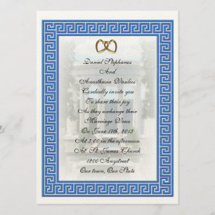 Casamento Grego Convite Blue Key elegante