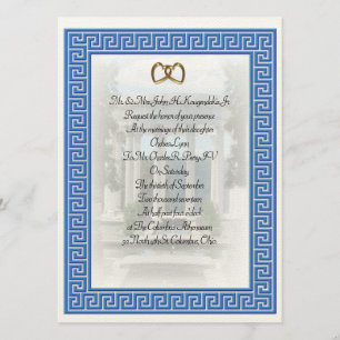 Casamento Grego Convite Blue Key elegante