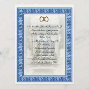 Casamento Grego Convite Blue Key elegante