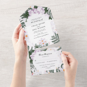 Casamento Havaiano Aquarela Lavanda Tropical