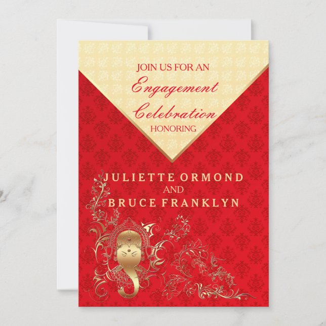 Casamento Indiano - Convite Festa de noivado (Frente)