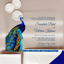 Casamento Indiano Elegante Azul Brilhante Pavão