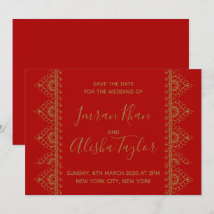 Casamento índio Mehendi Salve a data Convite