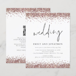 Casamento Informal QR do Glitter Dourado Rosa de O