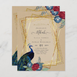 Casamento Islâmico de Frame Floral Dourado NIKAH P