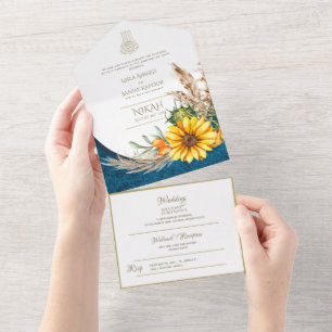 CASAMENTO Islâmico NIKAH WALLIMAH Blue Sunflower 