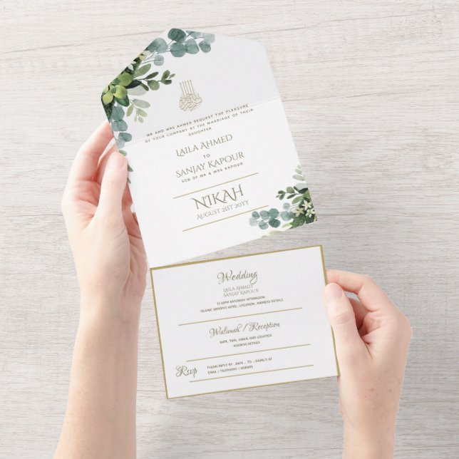 CASAMENTO Islâmico NIKAH WALLIMAH Greenery (Aba destacável)