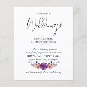 Casamento Laranja De Púrpura Floral Elegante