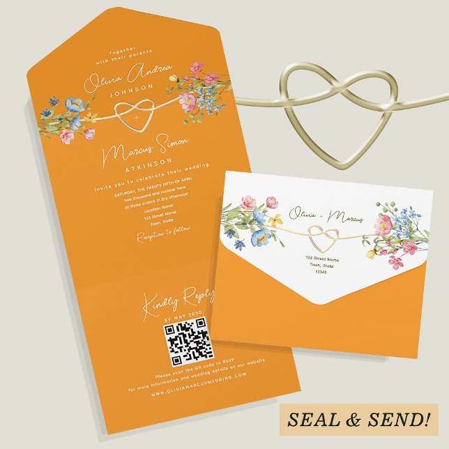 Casamento Laranja Flor Silvestre Boho (Criador carregado)