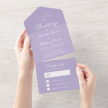 Casamento Lavanda Caligrafia Elegante RSVP Roxo