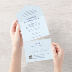 Casamento Legante do Código QR Azul em Pó Moderno