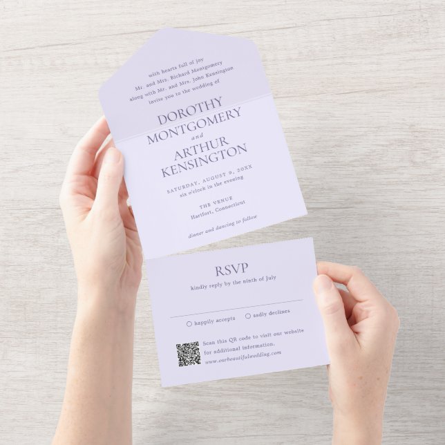 Casamento Legante do Código QR Moderno Lilac (Aba destacável)