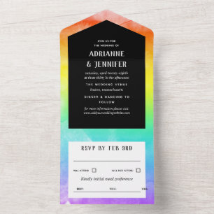 Casamento LGBT com Lavagem de Aquarela Arco-íris