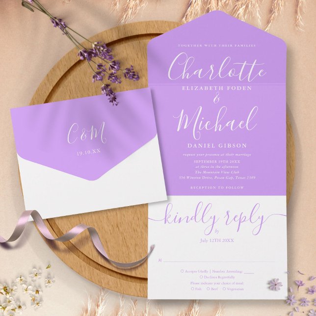 Casamento Lilás Lavanda Escrito Elegante Minimalis (Criador carregado)