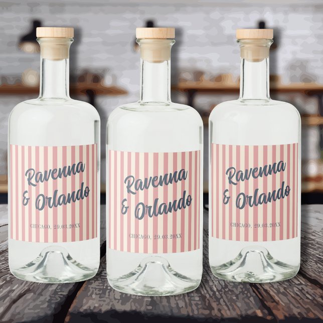 Casamento Listras Rosa Bege Azul Marinho Retro (Criador carregado)
