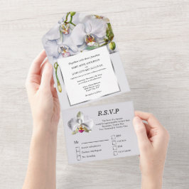 Casamento luxuoso de flor chique de orquídea branc