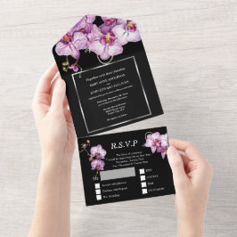 Casamento luxuoso de flor chique de orquídea preta