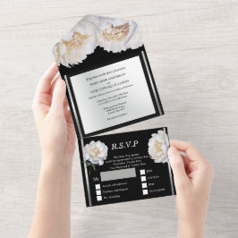Casamento luxuoso de flores florais de prata preta