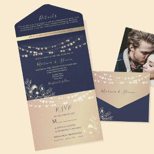 Casamento Luzes de Corda Azul Marinho e Bege