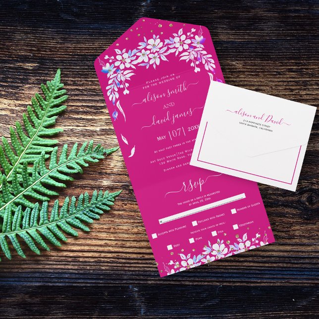 Casamento magenta em cascata floral branco (Criador carregado)
