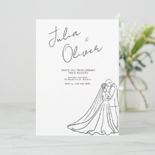 Casamento Mão Desenhado Convite Minimalista