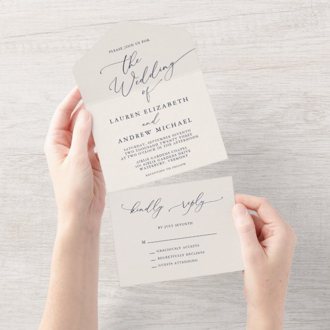 Casamento marinho Azul e Creme Minimalista (Aba destacável)