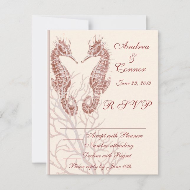 Casamento marrom da praia do cavalo RSVP (Frente)