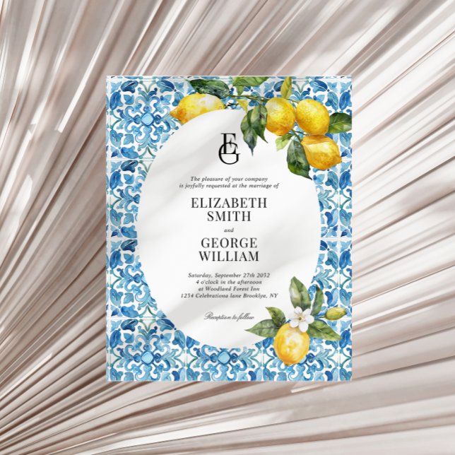 Casamento mediterrânico de Lemon Azul com Monogram (Criador carregado)