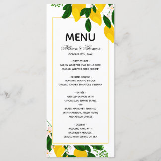 Casamento Menu Lemon convite para casamento amarel