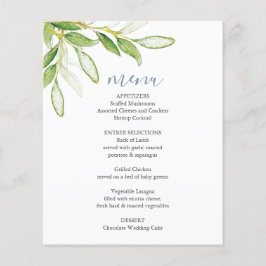 Casamento Menus Elegante Verde Botânico