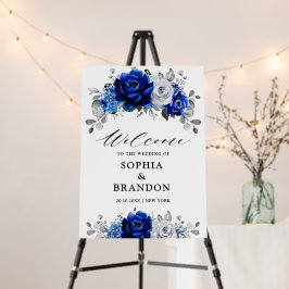 Casamento Metálico Real Azul Branco Silver Bem-vin