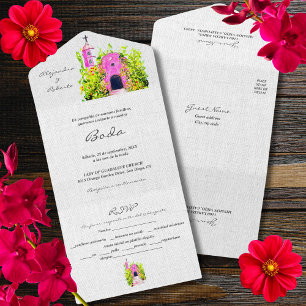 Casamento Mexicano com Capela Rosa Watercolor