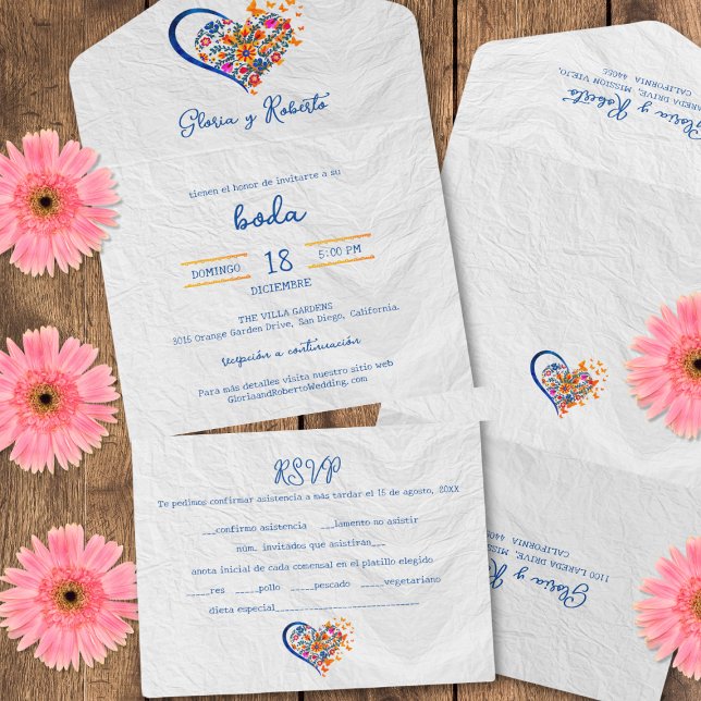 Casamento Mexicano Coração Floral Colorida (Criador carregado)