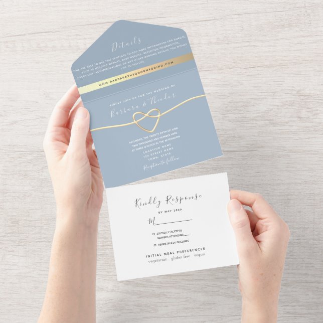 Casamento Minimalista Azul Empoeirado (Aba destacável)