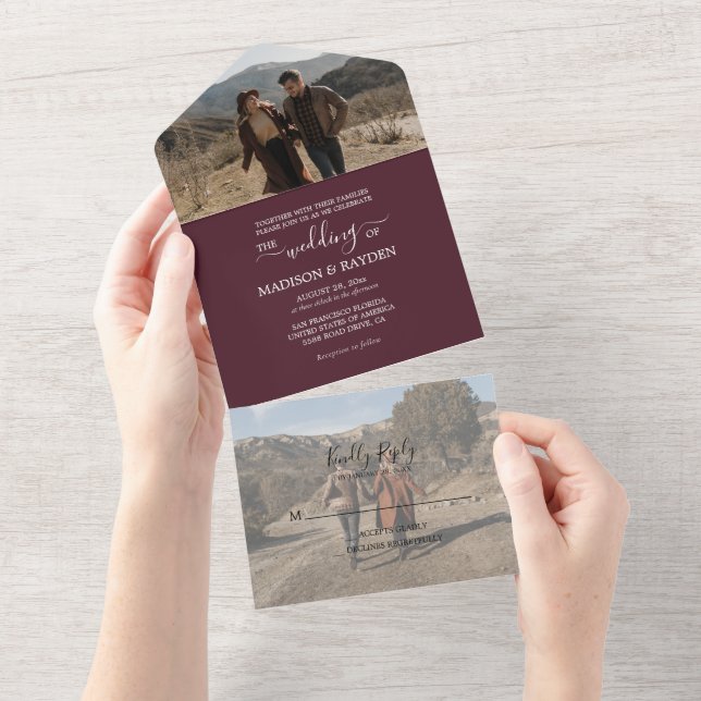 Casamento Minimalista Burgundy (Aba destacável)
