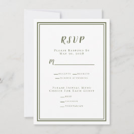 Casamento Minimalista Cardápio Verde Oliva RSVP Si