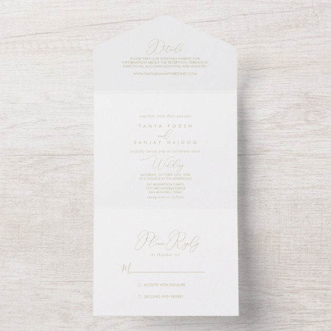 Casamento Minimalista Clássico Dourado (Inside)