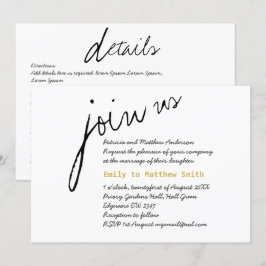 Casamento Minimalista Convites Escrita Moderna Bra