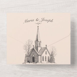 Casamento minimalista da igreja de Vintage