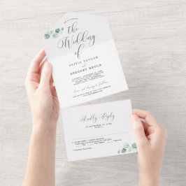 Casamento Minimalista de Caligrafia de Eucalipto