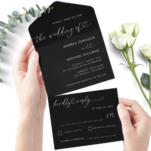 Casamento Minimalista de Script de Coração Chic Ne