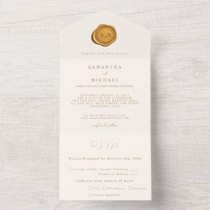 Casamento Minimalista de Seal de Cera Dourada Eleg