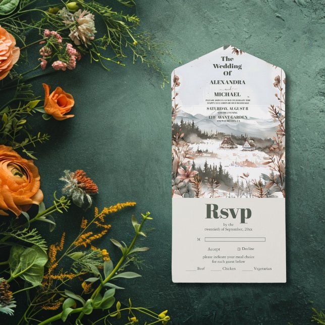 Casamento Minimalista de Winter Dusty Blue Mountai (Criador carregado)
