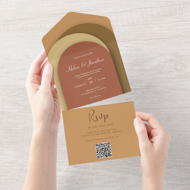 Casamento Minimalista do Código QR Moderno Terraco (Aba destacável)