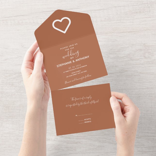 Casamento Minimalista do Coração de Terracotta (Aba destacável)