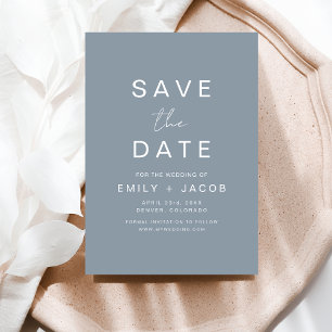Casamento Minimalista Dusty Blue Salve o Cartão de