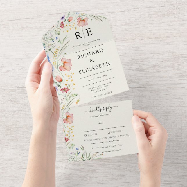 Casamento Minimalista Elegante de Flores Silvestre (Aba destacável)