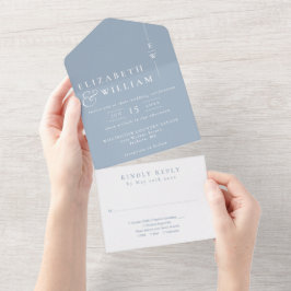 Casamento Minimalista Elegante Monograma Azul Empo