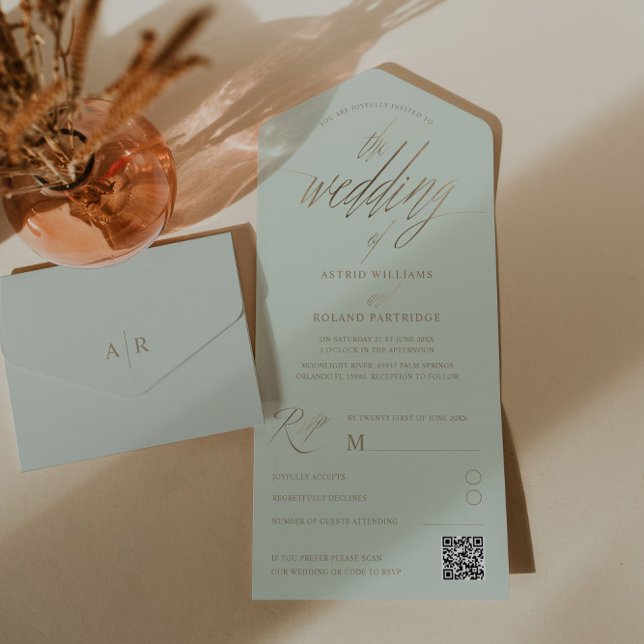 Casamento Minimalista em Verde Sage e Caligrafia e (Criador carregado)