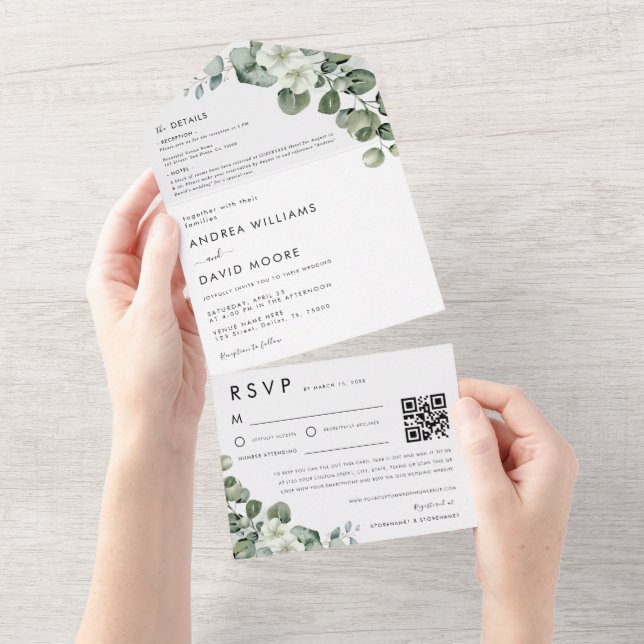 Casamento Minimalista Moderno com Código QR de RSV (Tearaway)